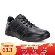 愛步（ECCO）秋季男鞋休閑鞋 真皮透氣系帶低幫鞋運動男鞋 IRVING  511564 02001-黑色 39