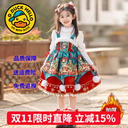 G.DUCKKIDS童裝圣誕節(jié)服裝兒童洛麗塔公主裙女童連衣裙加絨生日禮服蓬蓬裙子 KDT9665-圣誕三件套 140尺碼9~10歲【130-140cm】