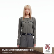 RE'VAN芮范冬季新品設計師款復古歐根紗拼接打底衫RN90801063 灰色 S/36