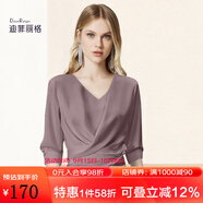 迪菲麗格夏季V領(lǐng)褶皺襯衫女設(shè)計感小眾2025新款別致氣質(zhì)短款上衣 圖片色 L