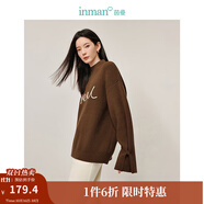 茵曼（INMAN）半高領(lǐng)毛衣2025春秋季女裝新款開(kāi)叉長(zhǎng)袖套頭打底衫針織衫 棕色 L