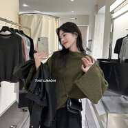 蘇雨薇綠色半高領(lǐng)蝙蝠袖針織衫女秋冬高級感磨毛絨保暖毛衣寬松顯瘦上衣 青檸綠【關(guān)注店鋪-送運費險】 S （80-95斤）