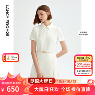 朗姿【尖貨補(bǔ)單】黑白色顯瘦輕禮服襯衫連衣裙女夏新款復(fù)古小黑裙裙子 白色2 2XL 175/92A