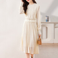 Rewi奢侈高檔品牌連衣裙女2025秋季新款高級感休閑時(shí)尚漂亮蕾絲裙子 白色 【精美禮盒】 M 90-100斤