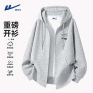 回力秋季外套男青少年oversize美式潮牌重磅連帽衫男寬松拉鏈開衫衛(wèi)衣 麻灰(星之夢胸標(biāo)) L /175(建議120斤-140斤左右)