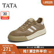 他她（TATA）男士阿甘男鞋復(fù)古德訓(xùn)鞋男運(yùn)動(dòng)休閑鞋厚底板鞋小白鞋PCB01AM5 QDR01AM4卡其/白 39