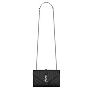 Saint Laurent/圣羅蘭女包 ENVELOPE系列小號女士粒面單肩斜跨包ysl包包【包稅 黑色銀扣