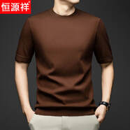 恒源祥男士羊毛衫2025新款圓領(lǐng)薄款針織短袖毛衣秋冬季半袖打底衫新款 棕色 【902柔軟親膚透氣】 3XL