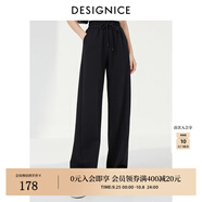 迪賽尼斯（DESIGNICE）2024年春季新款通勤風(fēng)簡(jiǎn)約寬松高腰衛(wèi)褲百搭黑色休閑褲女 黑色 L