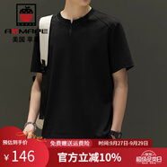 AEMAPEt恤男冰絲短袖v領(lǐng)2025新款夏季潮流絲光棉半袖上衣冰感體恤衫薄款 黑色 L  約90-110斤可穿