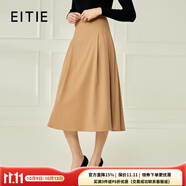 愛特愛（EITIE）春季新款復(fù)古純色高腰顯瘦氣質(zhì)褶皺中長款半身裙A字裙A2206905 咖80 M 40/165/68A