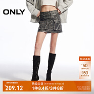 ONLY秋季時尚酷感做舊高腰PU超短裙半身裙女|12446S004 H1Z 黑色 M (165) 68A