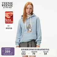 Teenie Weenie小熊秋冬裝學(xué)院風(fēng)藍色T恤索羅娜加絨連帽衛(wèi)衣套頭衫 淺藍色 M (165)