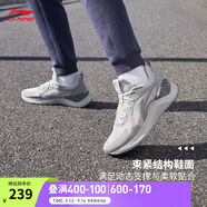 李寧越影 ELEMENT丨跑步鞋男女同款秋季透氣減震跑鞋輕便軟底運動(dòng)鞋子 微晶灰(047男款)-3 40