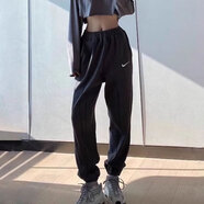 NIKE耐克褲子針織運動褲秋季新款小腳褲棉質(zhì)毛圈女褲休閑長褲衛(wèi)褲 黑色FN2435-010 L