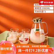 青蘋(píng)果玻璃杯家用帶把手透明客廳泡茶杯家庭喝水杯子待客綠茶杯專(zhuān)用套裝 2450ML嘟嘟杯【四色裝】+嘟嘟壺2
