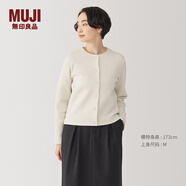 無(wú)印良品（MUJI）女式 雙層編織開(kāi)衫女外套女裝上衣針織衫外衣秋季 象牙色 S 155/80A