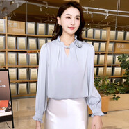 夢特嬌（MONTAGUT）洋氣時(shí)尚短款小衫女2025年秋季新款韓版氣質(zhì)優(yōu)雅拼接女士流行上衣 藍(lán)色 M