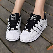 阿迪達斯 （adidas）三葉草男鞋女鞋夏季新款情侶金標貝殼頭運動(dòng)時(shí)尚潮流休閑板鞋 KI9521/白/黑/貝殼頭 36