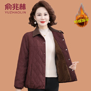 俞兆林（YUZHAOLIN）無(wú)貨小個(gè)子媽媽冬裝外套加絨加厚棉襖時(shí)尚中老年女裝秋冬棉服短款 梅紫紅 4XL (參考135-145斤)