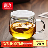 富光花茶杯透明茶杯內膽茶水分離杯辦公室玻璃杯子水杯350ml