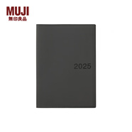 無(wú)印良品（MUJI）PVC封面月周記筆記本/2024年12月開(kāi)始 2025手賬本計劃本記事本日程本本 88張/深灰色/A5