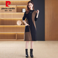 皮爾卡丹2025新款長(cháng)袖針織毛衣連衣裙秋冬大碼女裝搭配大衣中長(cháng)款打底衫裙 咖色 XL
