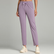 夏季薄款休閑運動(dòng)褲女裸感寬松顯瘦透氣哈倫褲瑜伽健身束腳七分褲 紫_色_灰_九分褲_HCK041 M 6__(建議100-115斤)