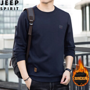 吉普（JEEP）衛衣男2025年秋冬季新款圓領(lǐng)休閑棉質(zhì)大碼寬松套頭長(cháng)袖T恤男裝潮 寶藍色加絨款 XL 建議145-165斤