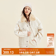 ONLY秋冬復(fù)古翻毛領(lǐng)寬松印花短款牛仔外套女|12340B002 J2G 米白色 XS 155/76A