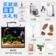 大團(tuán)小圓千潯桌面魚缸小型辦公室桌面迷你小魚缸客廳生態(tài)微景觀自循升級(jí)款 220*145*200mm（送造景大禮包）