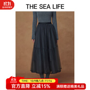 THE SEA LIFE歐海一生 半身裙女24秋輕盈細(xì)膩朦朧感飄逸網(wǎng)紗半身裙B13117 苜蓿灰 L
