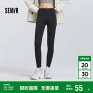 森馬（Semir）休閑褲女高彈收腹緊身打底褲2025春黑色隨心裁九分褲109125127001