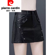 皮爾卡丹（pierre cardin）皮褲裙女2025秋冬新款高腰顯瘦百搭寬松短裙大碼皮短褲a字裙褲子 黑色 C區8930 L 105斤-115斤