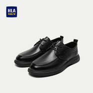 HLA海瀾之家休閑皮鞋男25圓頭系帶橡膠底透氣鞋子男