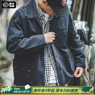 馬登工裝法式獵裝夾克男重磅純棉外套水洗做舊休閑上衣秋季復古男裝 藏青色 2XL