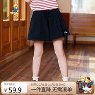 Classic Teddy女童褲子兒童褲裙中小童百褶半身裙女孩夏季學(xué)院風(fēng)短褲 深藍  90
