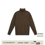 BODYDREAM含羊毛中性風(fēng)高領(lǐng)毛衣男冬季貼身打底毛線衣黑色針織衫 棕咖色 XL