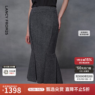 朗姿【藝術(shù)家聯(lián)名】設計感半身裙魚(yú)尾裙女半裙2025年冬季新款 深灰色 S