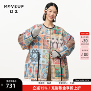 幻走（MOVEUP）【商場(chǎng)同款】2024秋季新款腰帶方塊印花中長(zhǎng)款外套女 花格子 M