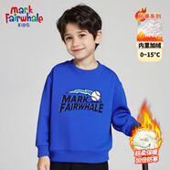 MARK FAIRWHALE馬克華菲童裝衛衣冬季男女童加絨加厚2025新款卡通休閑運動(dòng)褲子 M棒球寶藍 140