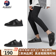AU&MU德訓鞋輕便運動休閑鞋百搭經(jīng)典小白鞋透氣板鞋平底大碼情侶男女鞋 DX020純黑色【男女款】 40