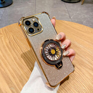 佩諾（PINO）蘋(píng)果6/6SPlus手機殼iPhone 6s/6保護套四角防摔配支架電鍍閃粉透明高級時(shí)尚新潮款軟外殼 【閃粉四角防摔】+金色陀螺支架 蘋(píng)果6/6S通用