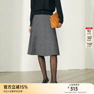 顏域羊毛千鳥格半身裙女冬裝2025年新款通勤氣質(zhì)顯瘦復(fù)古A字半裙 藍色 L
