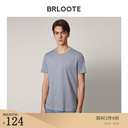 Brloote/巴魯特新疆長(cháng)絨棉短袖T恤男圓領(lǐng)小白T夏季簡(jiǎn)約百搭體恤衫上衣新品 花灰 190/108A