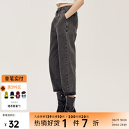 美特斯邦威新基本高腰牛仔褲女士深藍時(shí)尚新款春秋寬松牛仔長(cháng)褲女 牛仔灰 M 160 64A
