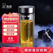 希諾（HEENOOR）抗菌玻璃杯雙層防燙辦公車載水杯男高檔泡茶杯子XN-9303 360mL