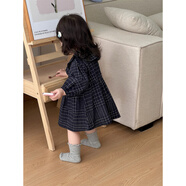 NOZI女童秋裝韓版連衣裙圓點(diǎn)公主裙兒童秋款童裝女孩裙子 黑格子連衣裙 73 CM