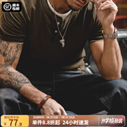 馬登工裝美式肌肉cleanfit重磅亨利衫純棉老錢風(fēng)阿美咔嘰短袖T恤男夏 軍綠色 L （175/96A）