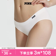 維多利亞的秘密 PINK 秋季舒適無痕3A抗菌抑菌LOGO中腰包臀內(nèi)褲三角褲女 94D1白色-光面款 11247228 1條 S